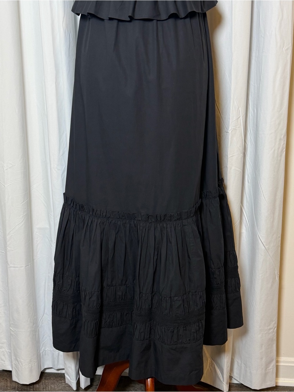 Cleobella Diana Ankle Dress Small Black Organic Cotton Smocked Pockets - Picture 11 of 14